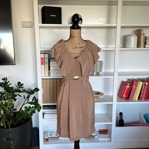 Party dress in cappuccino silk-like material. Vintage H&M, size 6